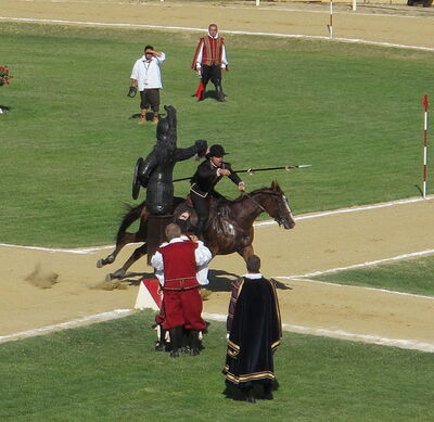 Großaufnahme des Lanzenangriffes des Sazaren