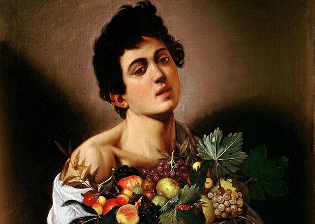Ein Junge mit einem Obstkorb
