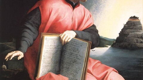 Bronzinos Dante, wie er das Fegefeuer anstarrt