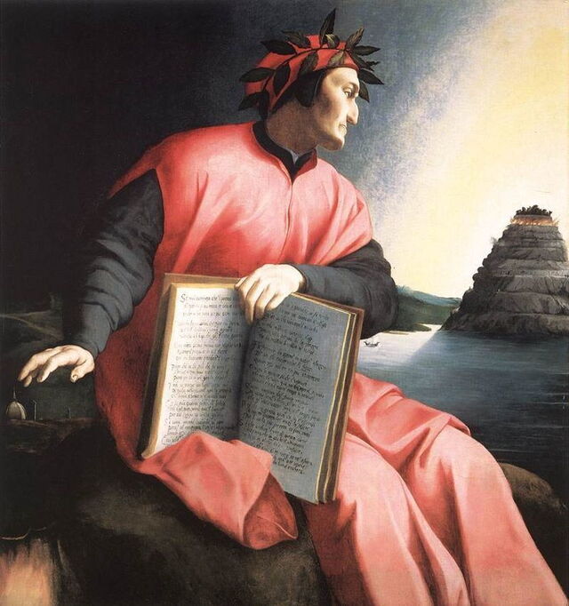 Bronzinos Dante, wie er das Fegefeuer anstarrt