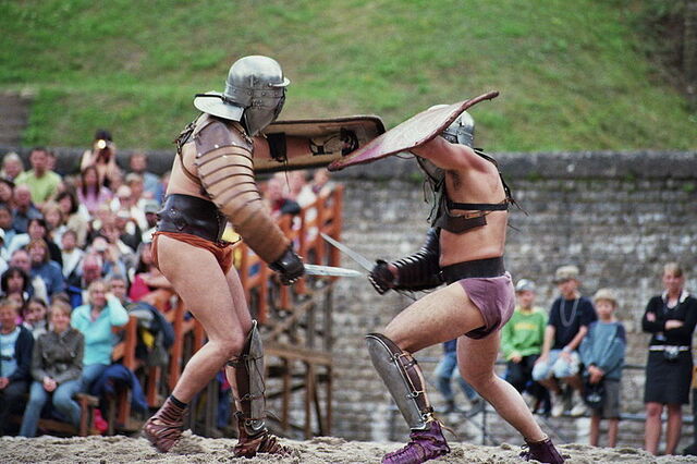 Nachgespielter Gladiatorenkampf