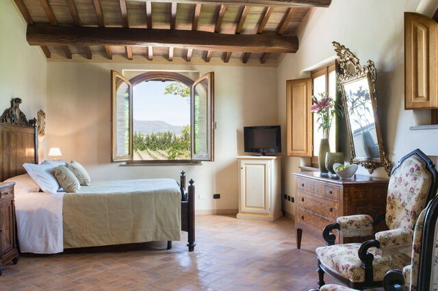 Aussicht vom Schlafzimmer der Villa Assisi