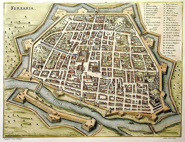mittelalterliche Landkarte von Ferrara