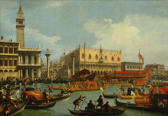 Bucentauren kommen zum Pier zurück, Canaletto