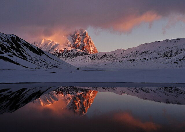 Gran Sasso und Monti della Laga Nationalpark, verschneite Landschaft