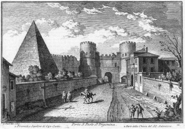 Blick auf die Cestius-Pyramide