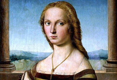 Porträt einer jungen Frau mit Einhorn, Raphael, Detail