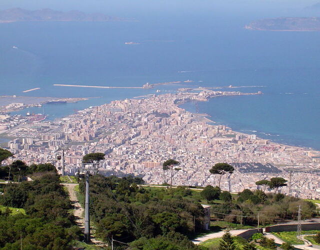 Aussicht auf Trapani von dem Berg Erice
