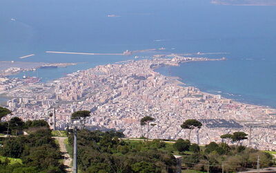 Aussicht auf Trapani von dem Berg Erice