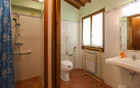 Villa le Balze: Armatur, Flooring, Holz, Bad Sink, Fussboden, Sinken, Interior Design, Badezimmer, Decke, Zapfhahn
