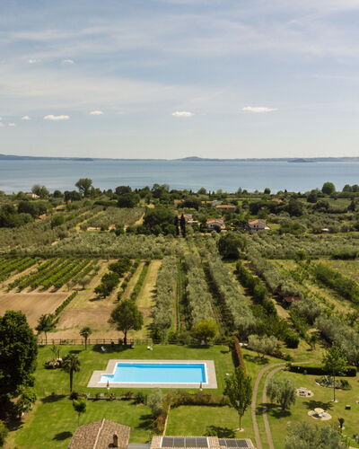 Lago di Bolsena 618: Landschaft, Grundstueck, Schwimmbad, Estate, Vogelperspektive, Plantage, Resort, Landscaping, Luftaufnahmen, Hazienda