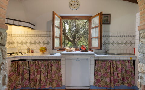 Villa Il Cipresso: Countertop, Gebäude, Holz, Tabelle, Küche, Interior Design, Fussboden, Flooring, Cabinetry, Zimmerpflanze