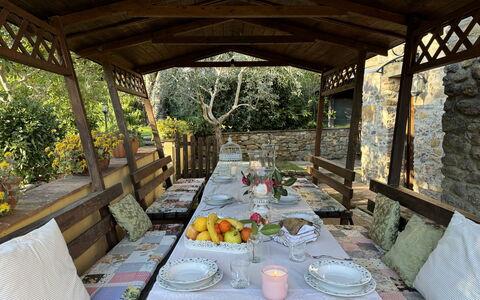 Podere Di Mero Casolare: Möbel, Holz, Tabelle, Stuhl, Gartenmöbel, Tisch Im Freien, Schatten, Outdoor Struktur, Garten, Küche & Esszimmer Tisch