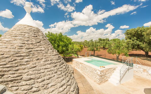 Trullo Del Pioppo Gigante: Wolke, Himmel, Dachdecken, Pflanze, Baum, Haus, Landschaft, Schwimmbad, Gras, Natürliche Landschaft