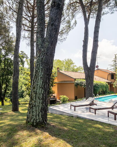 Villa Del Mugello: Pflanze, Gebäude, Eigentum, Himmel, Schatten, Baum, Haus, Grundstueck, Wolke, Schwimmbad