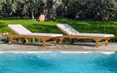 Villa Mimosa - Diano Marina: Wasser, Möbel, Pflanze, Gartenmöbel, Schwimmbad, Schatten, Baum, Sonnenliege, Freizeit, Landschaft