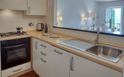 Apartment Cherry: Zapfhahn, Countertop, Cabinetry, Spüle, Sinken, Eigentum, Gebäude, Armatur, Küche, Holz
