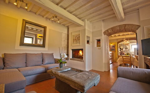Villa Badia: Möbel, Couch, Tabelle, Bilderrahmen, Interior Design, Wohnzimmer, Zimmerpflanze, Fussboden, Komfort, Flooring