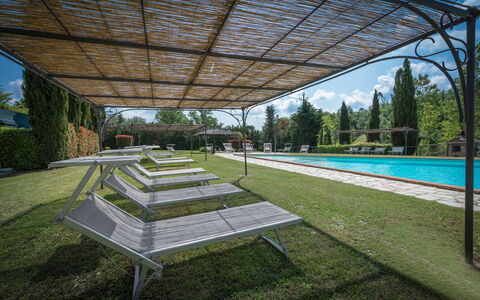 Mulino Al Suono - Badia Agnano, Toscana: Pflanze, Wasser, Himmel, Botanik, Schatten, Urban Design, Baum, Gras, Schwimmbad, Dach
