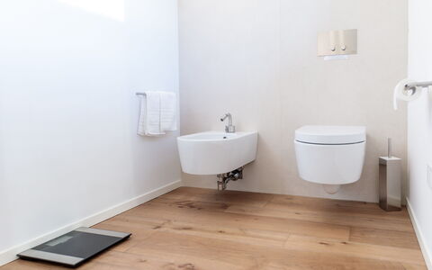 Villa Dalia Venezia: Armatur, Holz, Badezimmer, Lila, Zapfhahn, Flooring, Fussboden, Hartholz, Verbundwerkstoff