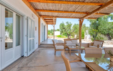 Villa Del Capitolo Con Trullo: Pflanze, Schatten, Holz, Fenster, Tür, Veranda, Baum, Strahl, Grundeigentum, Decke