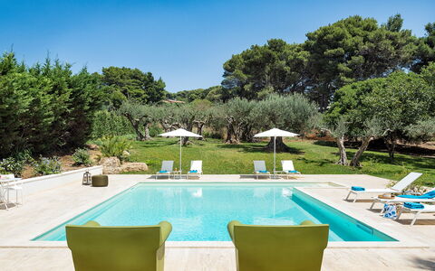 Casa Fiore - Salemi, Sicilia: Wasser, Pflanze, Himmel, Eigentum, Möbel, Schwimmbad, Azurblau, Baum, Gartenmöbel, Stuhl
