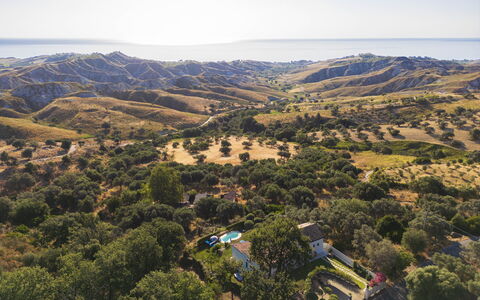 Villa Acquaro, Santa Caterina Dello Ionio, Pool, A: Landschaft, Ländliches Gebiet, Estate, Chaparral, Luftaufnahmen, Bergdorf