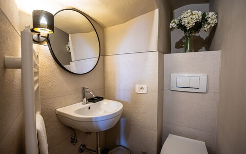 Appartamento Vagnucci: Spiegel, Zapfhahn, Bad Sink, Sinken, Armatur, Eigentum, Fotografieren, Pflanze, Badezimmer, Interior Design