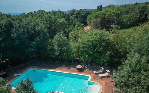 Santa Colomba House, Siena, Nature And Pool: Wasser, Wolke, Himmel, Schwimmbad, Natürliche Landschaft, Baum, Gewässer, Landschaft, Pflanze, Gras