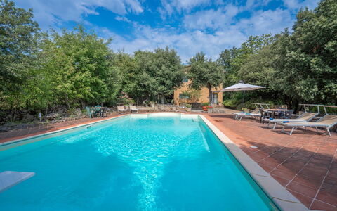 Santa Colomba House, Siena, Nature And Pool: Wasser, Wolke, Pflanze, Eigentum, Himmel, Schwimmbad, Azurblau, Baum, Stuhl, Schatten