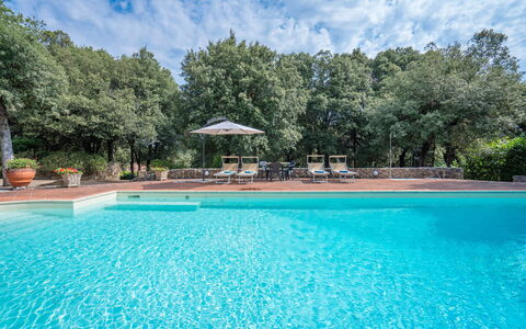 Santa Colomba House, Siena, Nature And Pool: Schwimmbad, Resort, Eco Hotel, Hazienda, Estate, Reflexion, Water Feature, Landscaping, Villa, Reflecting Pool