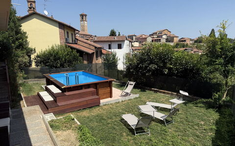 Castagnole Monferrato 200: Schwimmbad, Verbundwerkstoff, Hinterhof, Garten, Schatten, Garten, Resort, Landscaping, Design, Water Feature