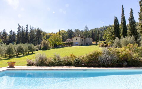 Villa la Felce: Baum, Strauch, Estate, Garten, Schwimmbad, Landscaping, Bauernhaus, Lärche, Hazienda, Villa