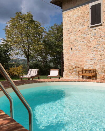 Cascina Arcangelo: Die Architektur, Verbundwerkstoff, Schwimmbad, Estate, Bauernhaus, Gartenmöbel, Villa, Hinterhof
