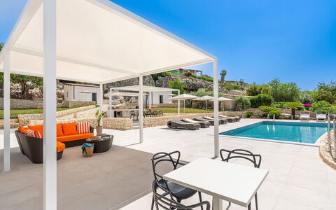 Villa Nina: Möbel, Gartenmöbel, Stuhl, Schatten, Resort, Terrasse, Outdoor Struktur, Tisch Im Freien, Eco Hotel, Schwimmbad