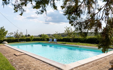 Poggio Padule: Schwimmbad, Verbundwerkstoff, Resort, Garten, Schatten, Water Feature, Landscaping, Eco Hotel, Gartenmöbel, Hinterhof