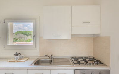 Appartamento Albatros: Küche, Countertop, Küchengerät, Major Appliance, Spüle, Interior Design, Cabinetry, Zuhause, Herd, Herd