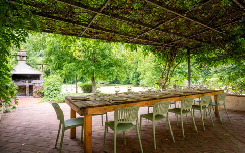 Montaione Country House Amarrante, Pool, Ac: Möbel, Tabelle, Holz, Stuhl, Gartenmöbel, Küche & Esszimmer Tisch, Tisch Im Freien, Schatten, Restaurant, Garten