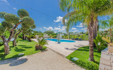 Trullo Poggio Con Piscina: Blau, Garten, Schatten, Freizeit, Landscaping, Tropen, Walkway, Eco Hotel