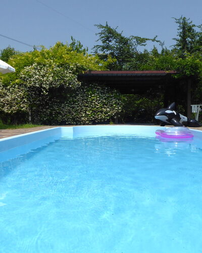 Silea Apartments, Pool, Garden, Treviso: Blau, Schwimmbad, Freizeit, Resort, Gartenmöbel, Schatten, Eco Hotel, Hinterhof, Regenschirm, Hazienda