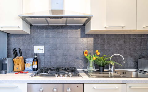 Green Suite Florence: Küchengerät, Küche, Countertop, Major Appliance, Herd, Haushaltsgerät, Cabinetry, Herd, Gasherd, Spüle