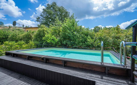 Casale La Canigiana, House, Pool, San Miniato: Schwimmbad, Verbundwerkstoff, Resort, Deck, Hartholz, Freizeit, Schatten, Eco Hotel, Holzbeize, Holzboden