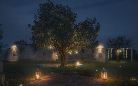Trulli Experience, Pool, Monopoli: Ast, Nacht, Garten, Zweig, Landschaft Beleuchtung, Mitternacht, Landscaping, Rasen, Garten, Abend