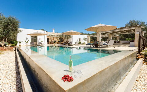 Villa Olivella: Schwimmbad, Resort, Estate, Schatten, Eco Hotel, Villa, Hazienda, Landscaping, Gartenmöbel, Sonnenliege
