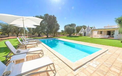 Trulli Heaven: Blau, Schwimmbad, Estate, Schatten, Resort, Landscaping, Garten, Hazienda, Rasen, Villa