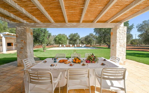 Trulli Heaven: Schatten, Garten, Rasen, Gartenmöbel, Landscaping, Estate, Hinterhof, Hazienda, Outdoor Struktur, Garten