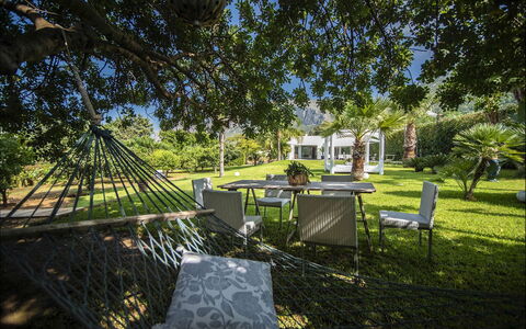 Villa Corallo: Baum, Gras, Strauch, Garten, Landschaft, Grundstueck, Rasen, Schatten, Landscaping