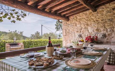 Villa del Colle: Möbel, Tabelle, Küche & Esszimmer Tisch, Stuhl, Tischdecke, Gartenmöbel, Tisch Im Freien, Linens, Bauernhaus, Esszimmer