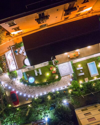 Suite Agave: Nacht, Garten, Schwimmbad, Landschaft Beleuchtung, Landscaping, Resort, Hinterhof, Hof, Garten, Vogelperspektive