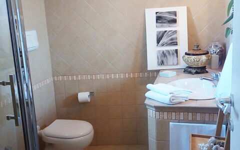 Villa la Rezza: Flooring, Fussboden, Toilleten Sitz, Wand, Armatur, Badezimmer, Toilette, Interior Design, Installation, Fliese